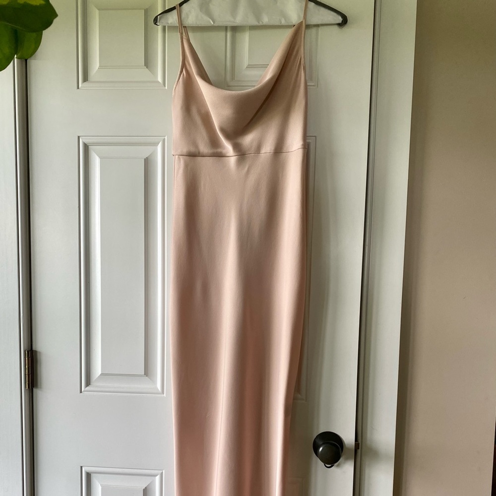 BHLDN Cali Satin Charmeuse Midi Dress - Oyster - Bridesmaid Dress - Anthro